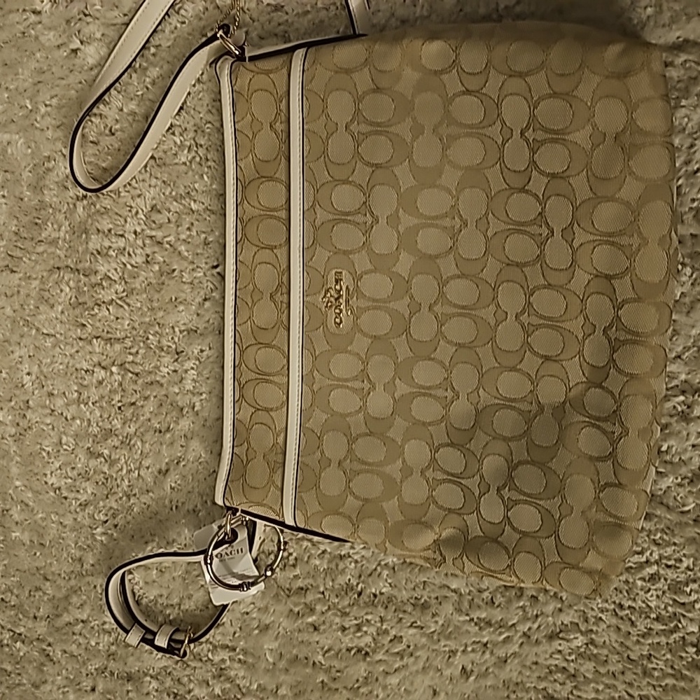 NWT Coach Crossbody Bag. Creme and Gold.